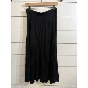 Uniqlo C Pleated Black long Skirt Elastic Women Medium Office Elegant Old Money